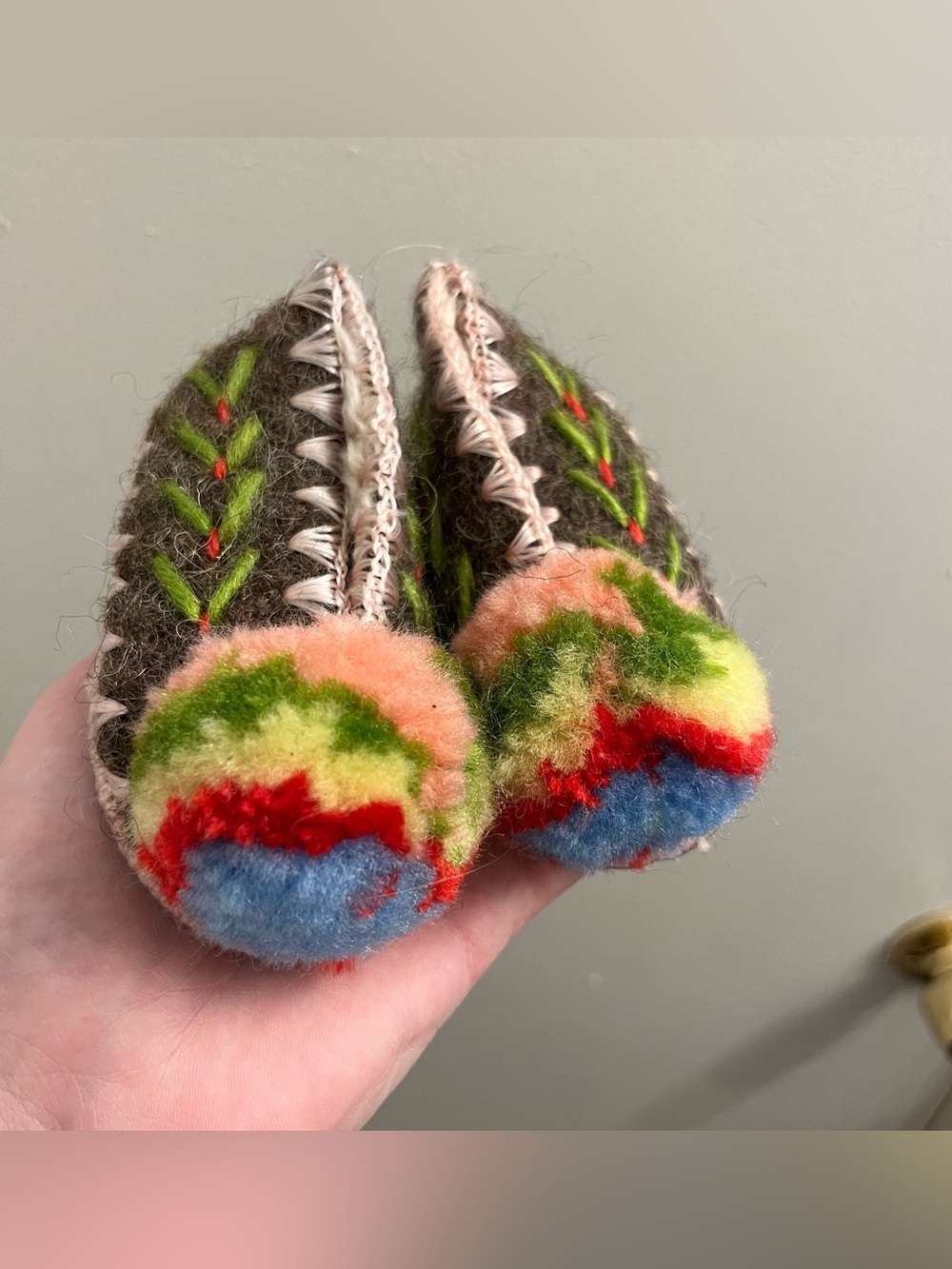 Traditional Greek Wool Baby Slippers UK Size 2